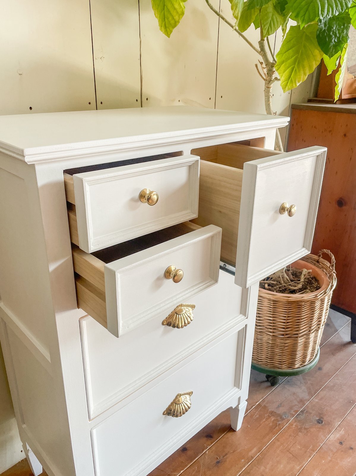 フランスアンティークベッドサイドチェストミニチェストW600ホワイト