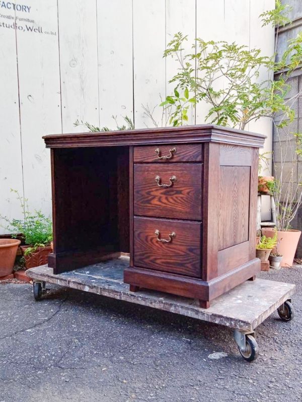 オークアンティークデスクW1000片袖デスクのオーダーメイド@大阪東京