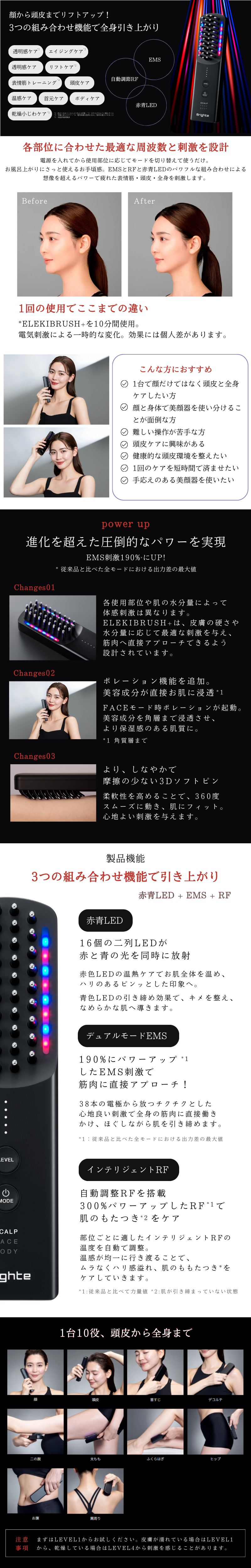Brighte ELEKI BRUSH +｜1台10役で顔・頭皮・全身ケアができる美顔器