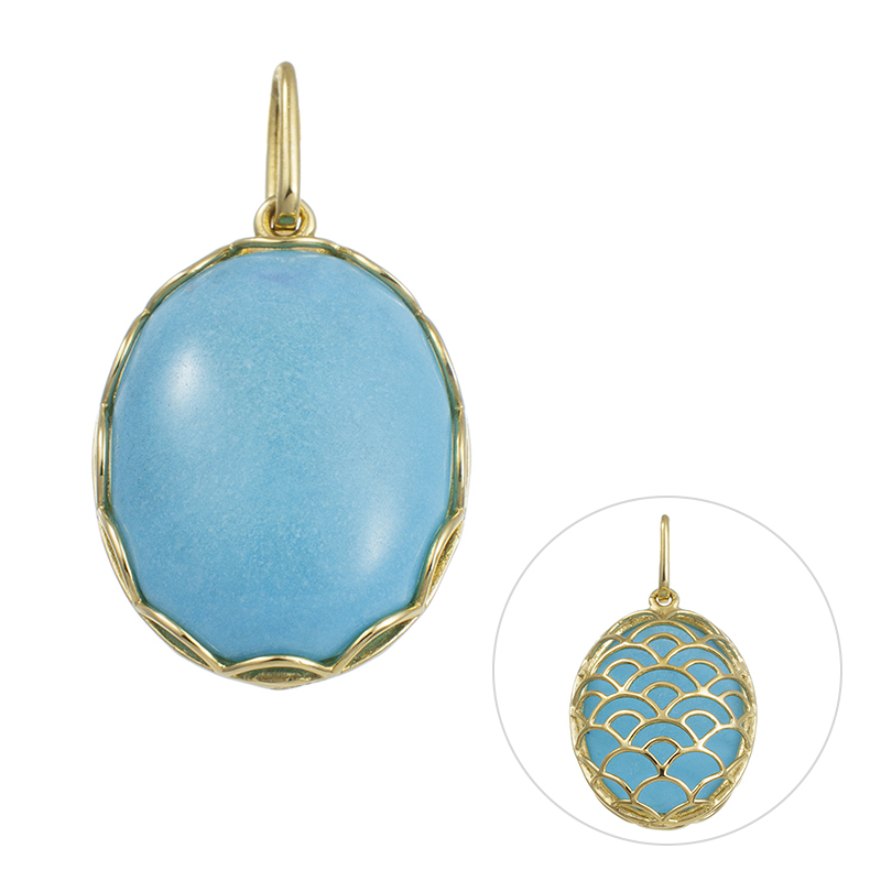 GSTV K18YGスリーピングビューティーターコイズ ペンダントブローチ