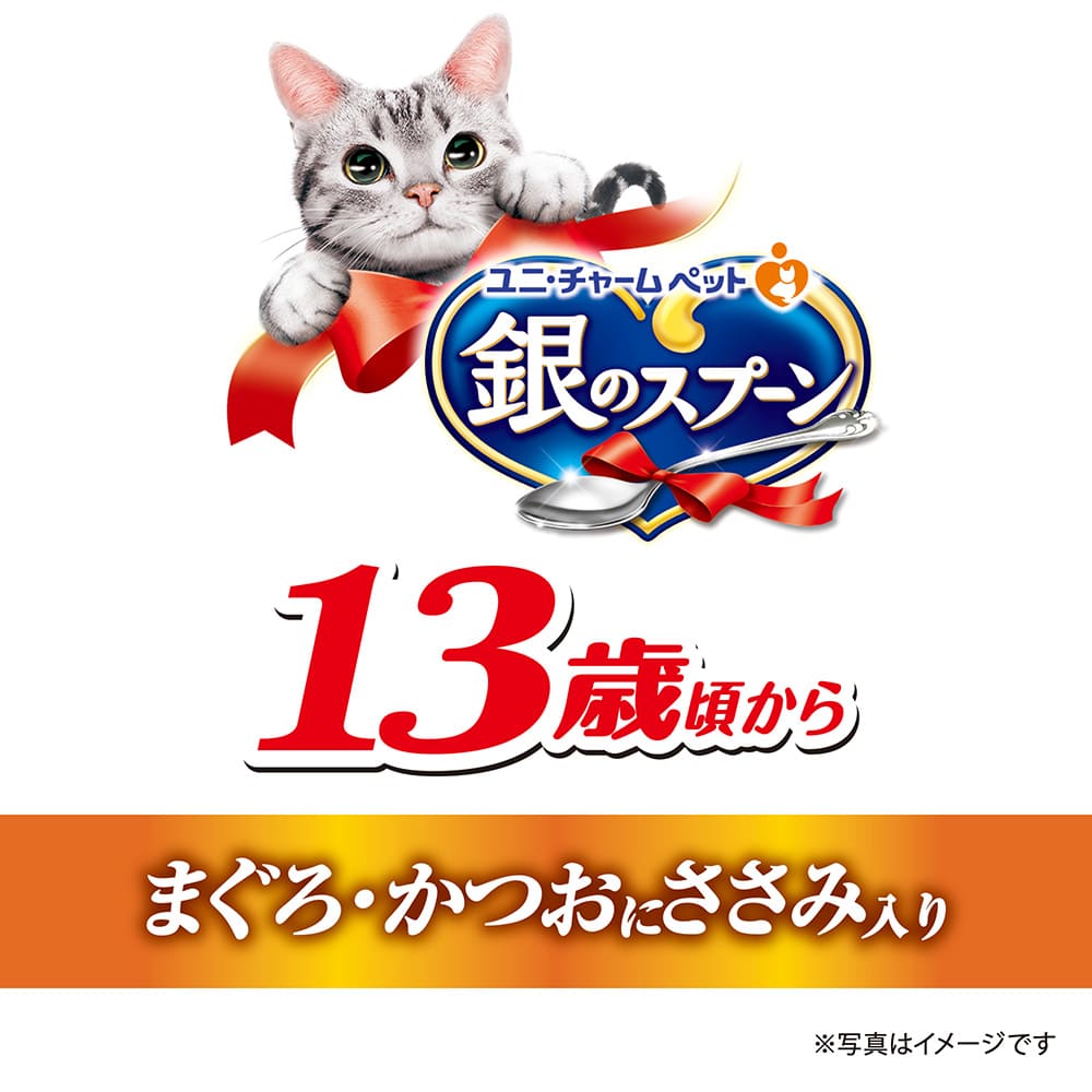 銀のスプーン缶13歳頃からまぐろ・かつおにささみ入り70g｜ユニ