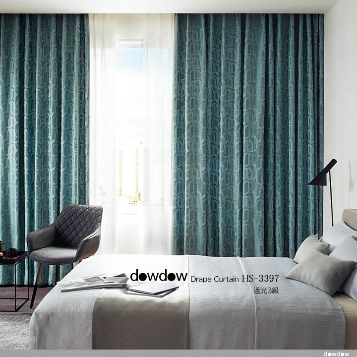 ミッドセンチュリー】幾何学柄の遮光カーテン＆シェード【HS-3397