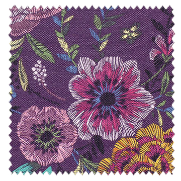 エスニック ビンテージ】タッキーな花柄刺繍プリントの遮光カーテン