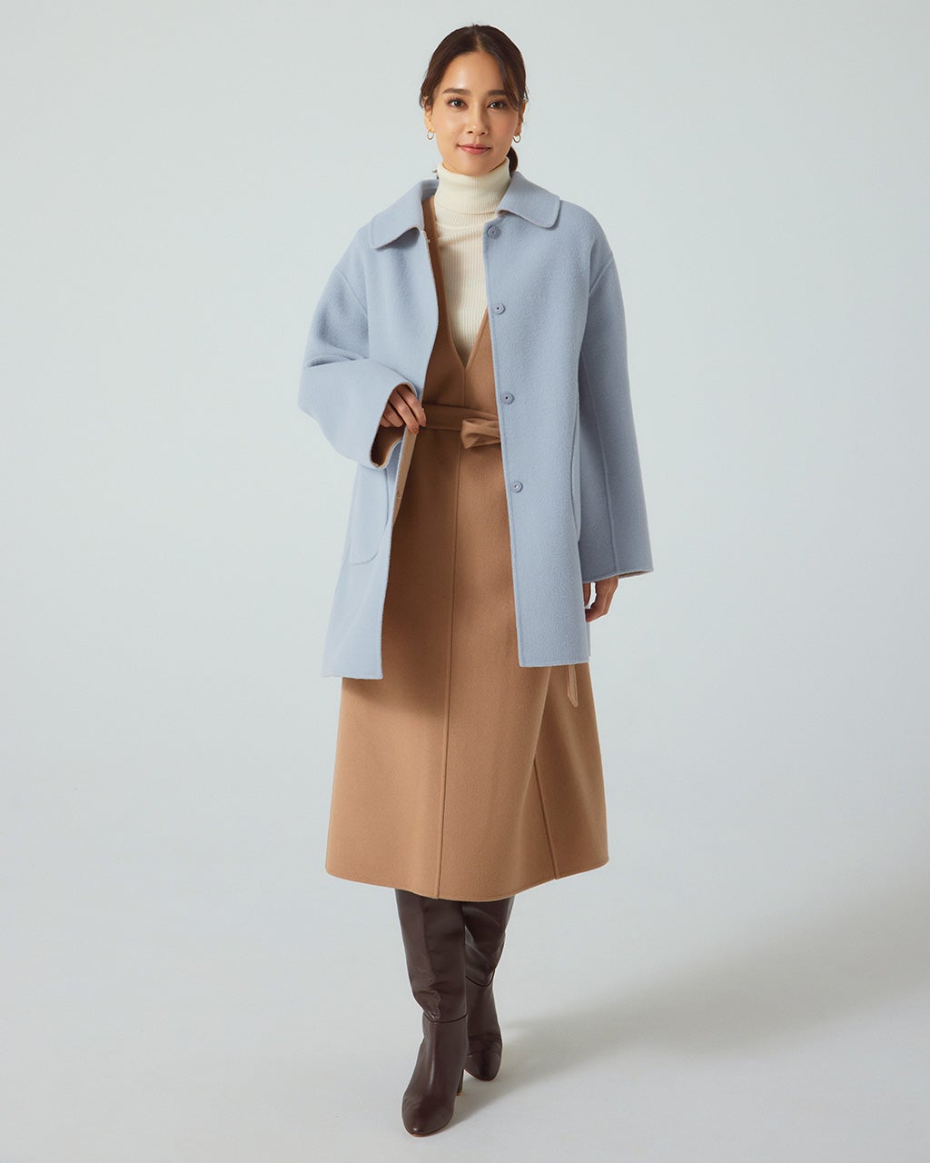 ロロピアーナ【美品】ナイロン/ウール、シルク混 コート リバーシブル