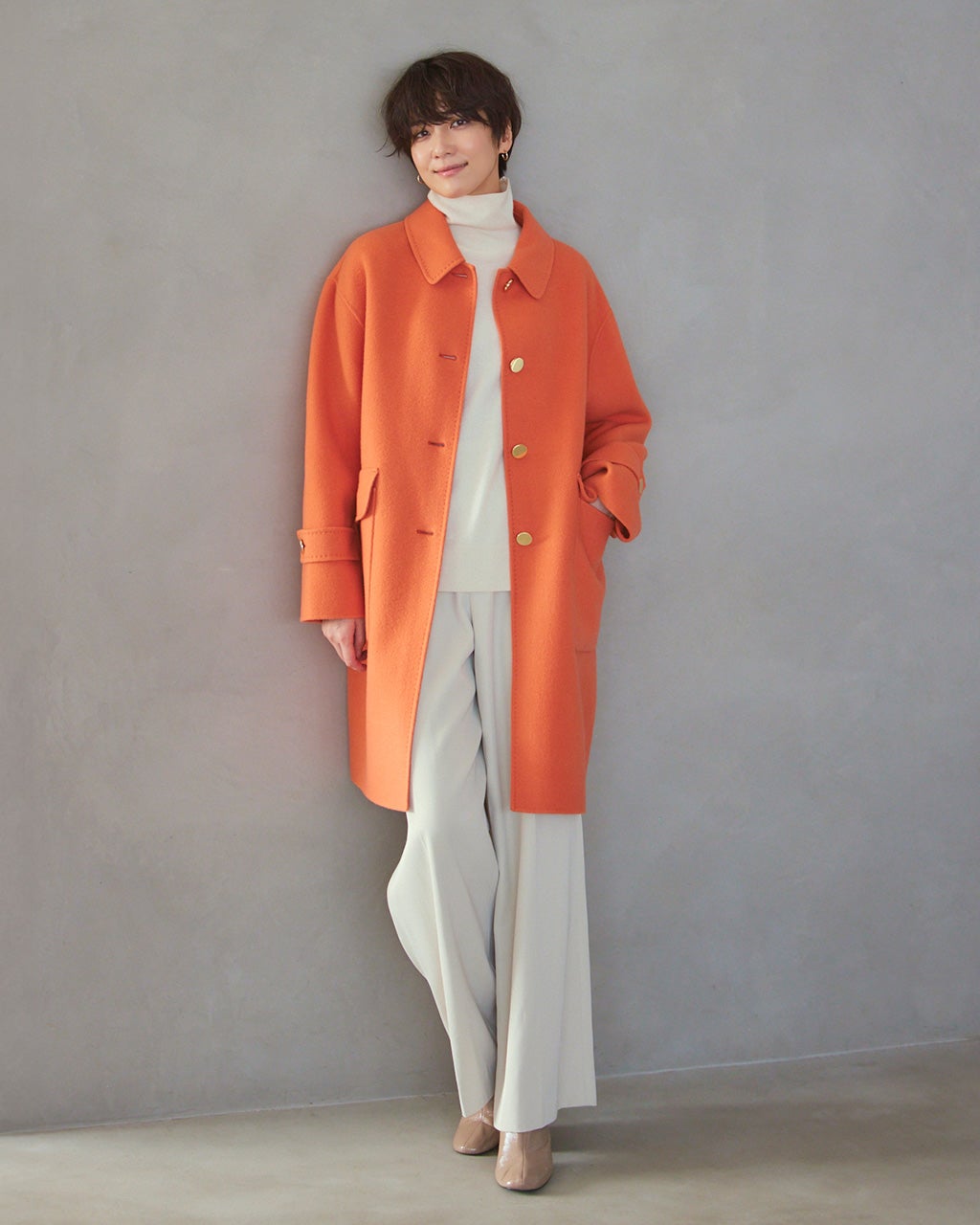 カシミヤ混ウールリバー・2WAYミドルコート/DoCLASSE