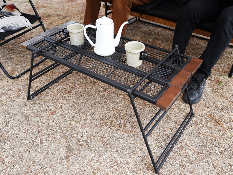 DODテキーラアイアンテーブル脚3つ+手作り棚板+カバーset DODテキーラ