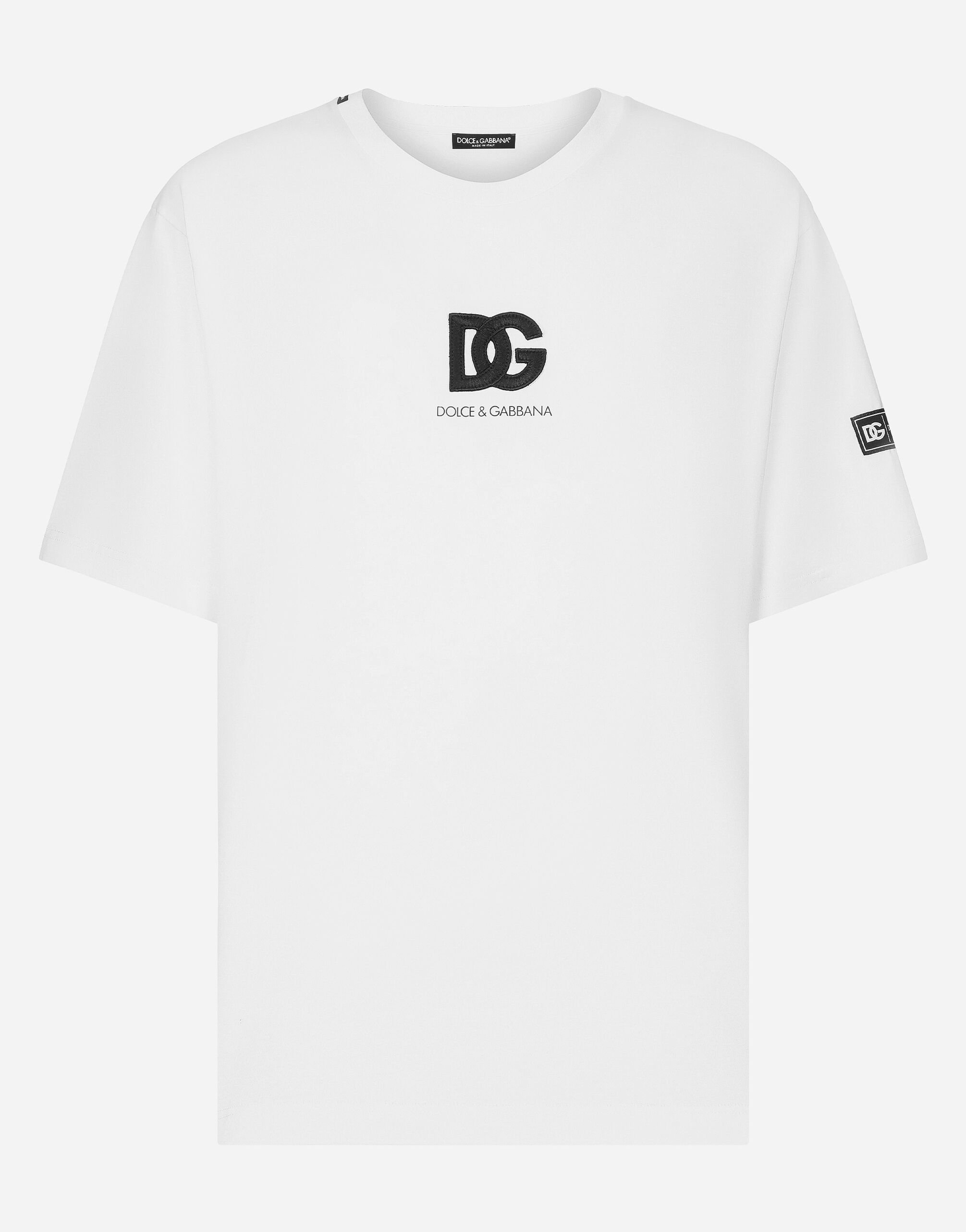 Short-sleeved T-shirt with DG logo patch in White for Men