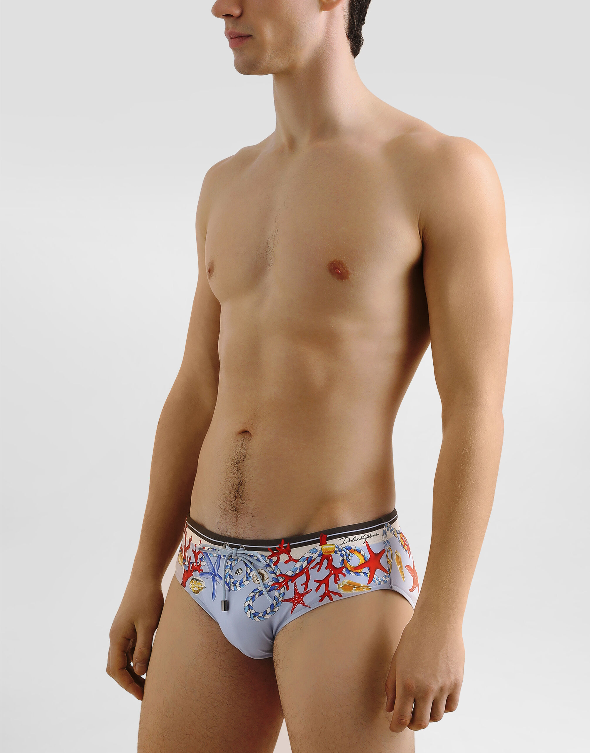 Shell-print swim briefs in Multicolor for Men | Dolce&Gabbana® US