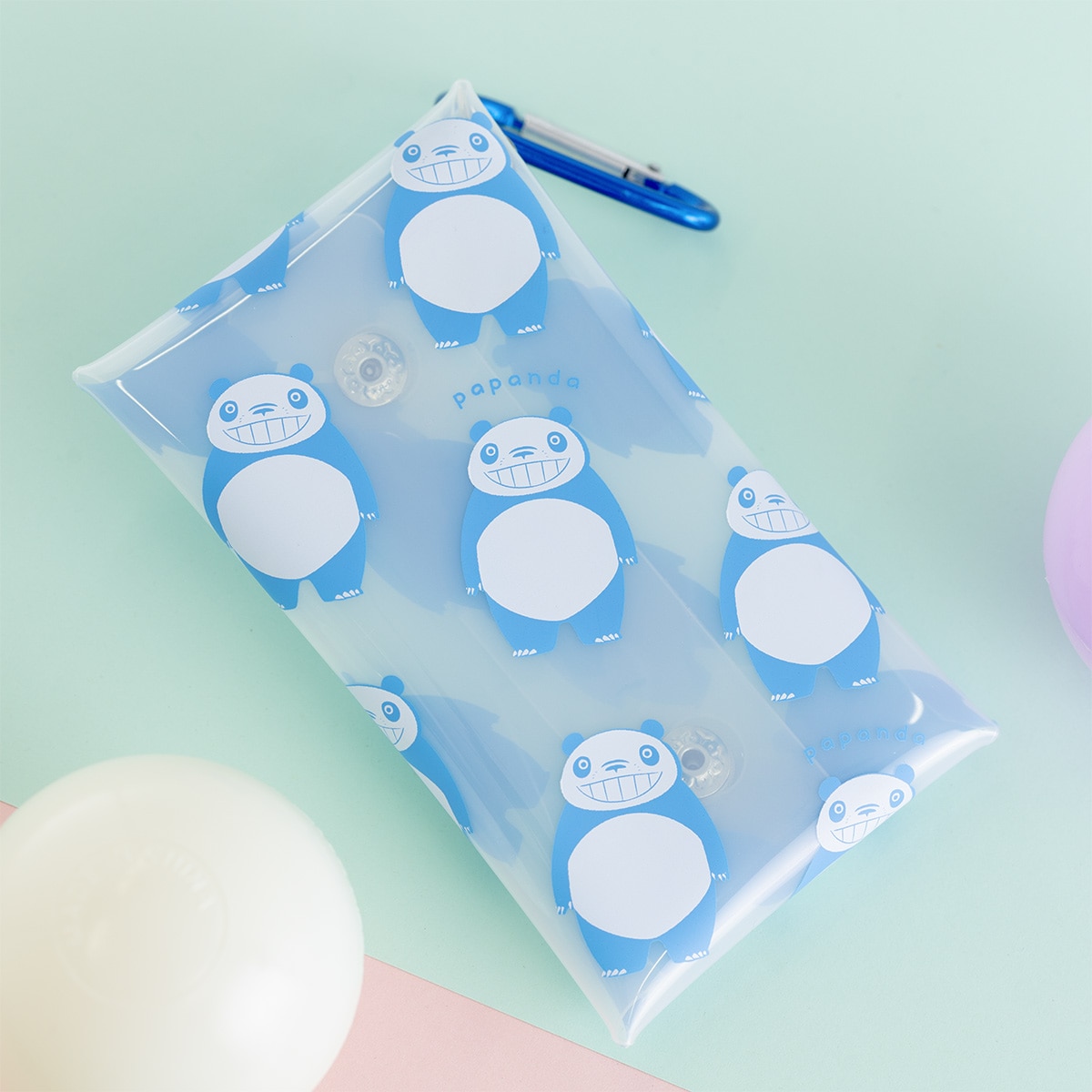 パンダコパンダ マルチクリアケース PAPANDA ミルキーブルー