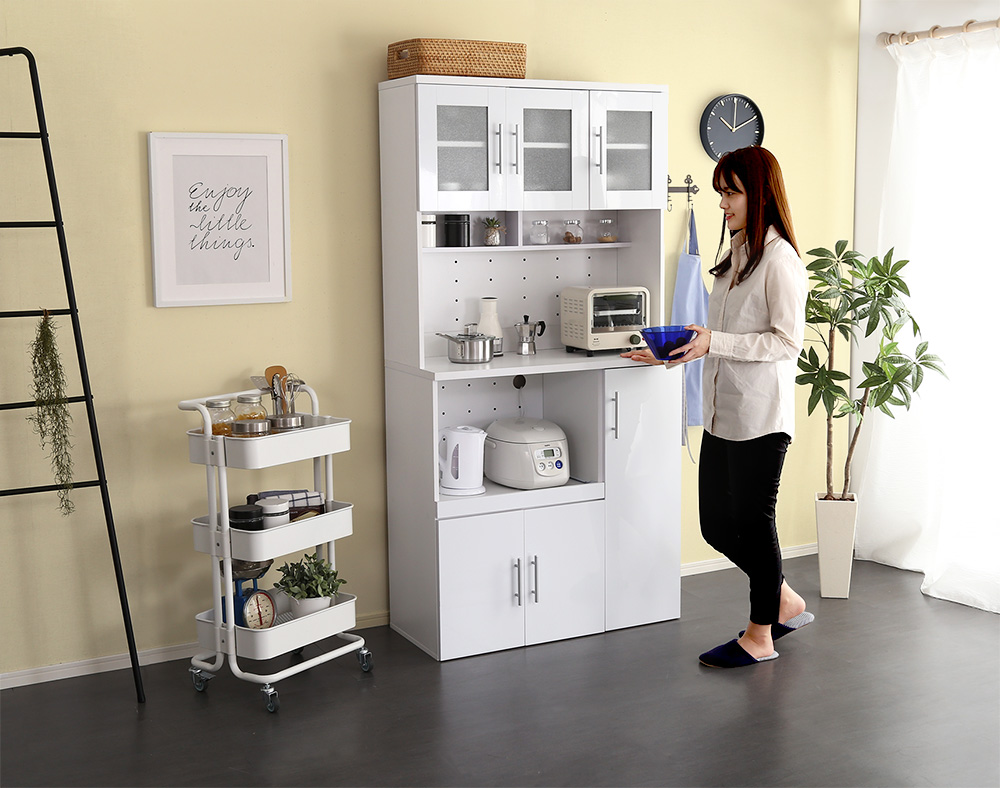 鏡面食器棚（幅90cm） ROMA ローマ - 家具専門店どあどあ(西山商店)