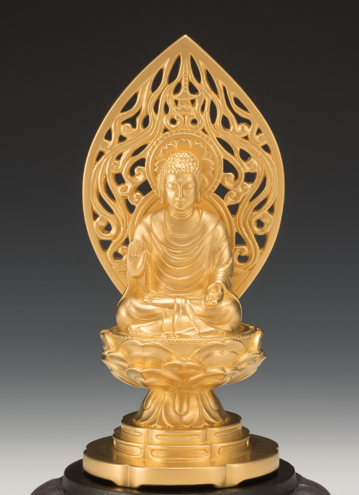 三宝尊 [極小#86] 題目宝塔 釈迦如来坐像 多宝如来坐像 ◇白檀 木彫