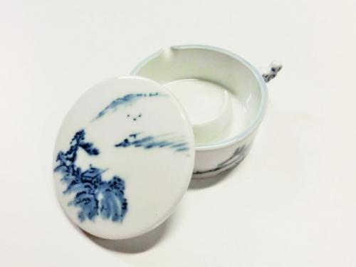 書道用品の通販 株式会社大玄堂 / 墨池 陶器 染付 山水 中