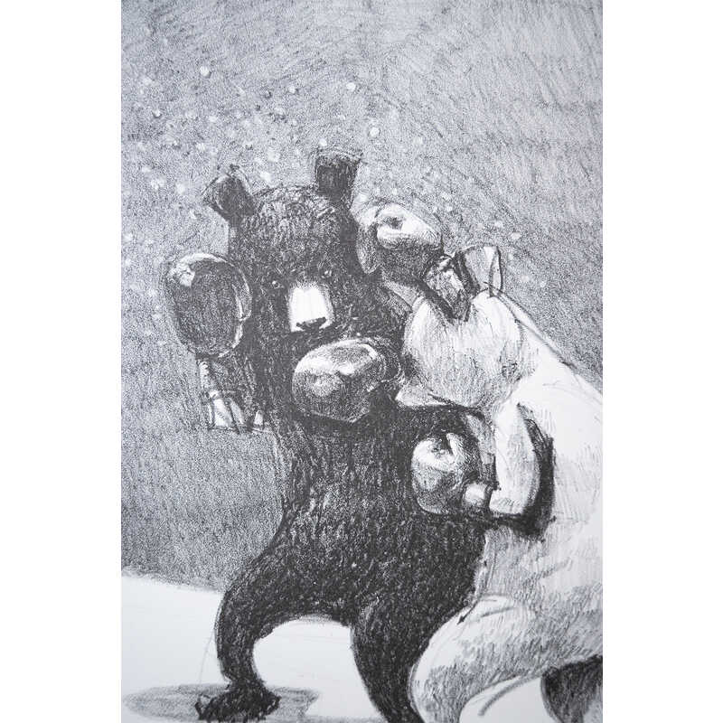 リトグラフ（石版画）ーBoxing Bear 05（black x