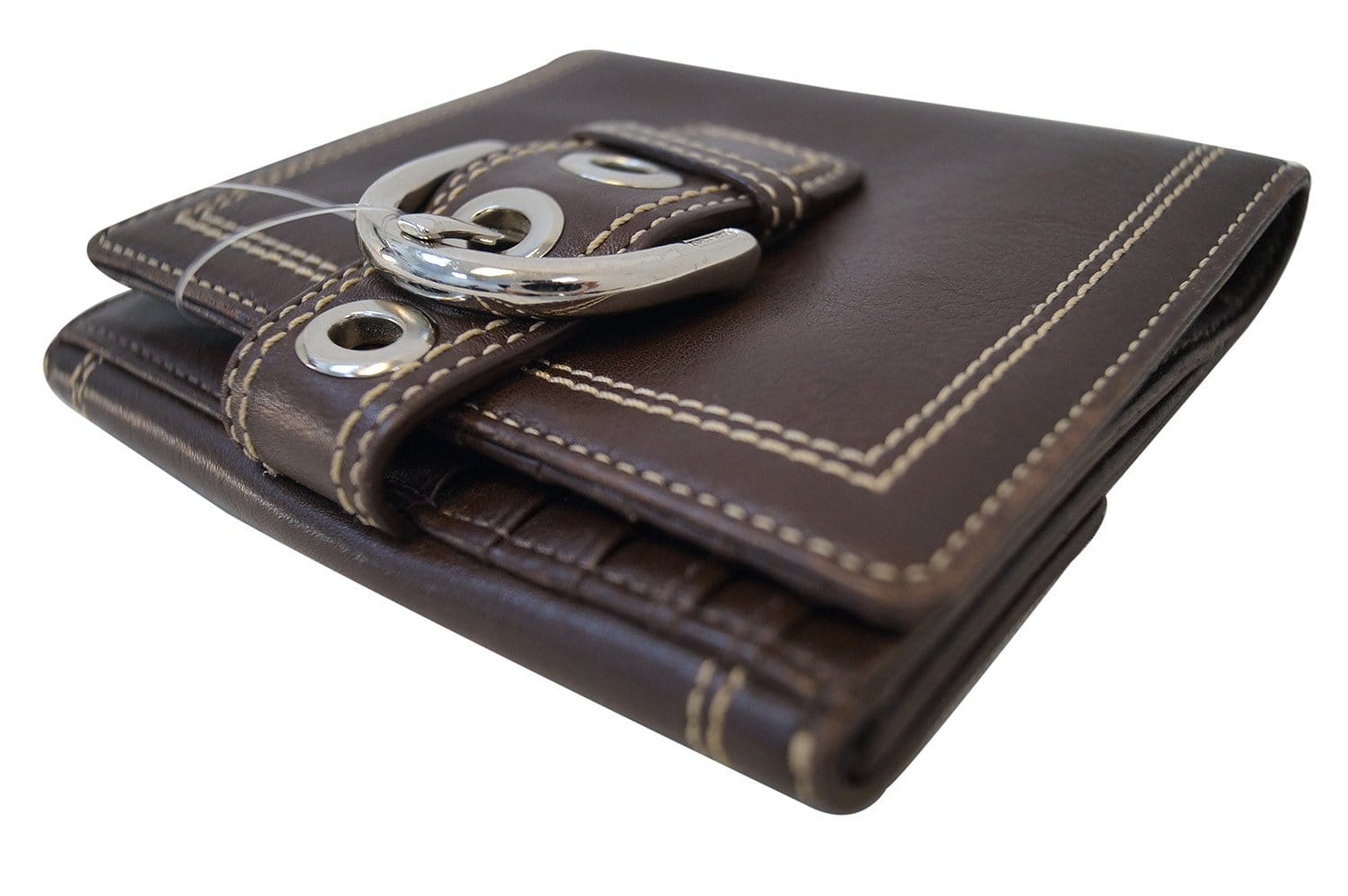 COACH Hamptons Soho Buckle Brown Leather Bifold Compact Wallet - Sale