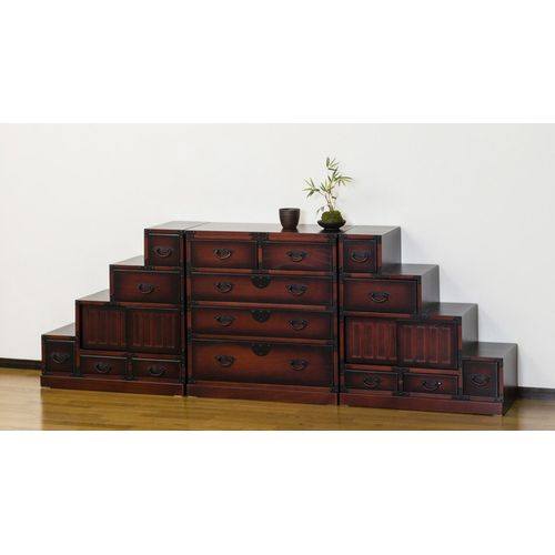 民芸調 階段箪笥 右下がり kuro1016by_64736 kuroshio 扉付 W670×D345