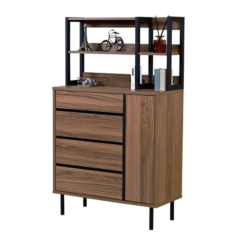 タンス チェスト 北欧 4段 幅75 コンセント付き FMC-0005-BRBK JK