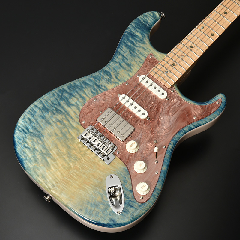 木軸ペン ラッカー仕上げ 楽器 ギター 青 栃 極上杢 木軸ペン ラッカー