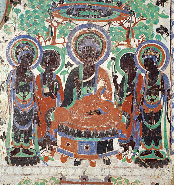 骨董市掘り出し品 中国唐時代 敦煌莫高窟壁画 彩絵 AK1802B16-3 骨董