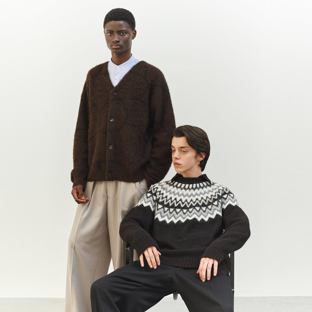 PAVE PATTERN CARDIGAN NATURAL COLOR ALPACA (A24C-20SW03C