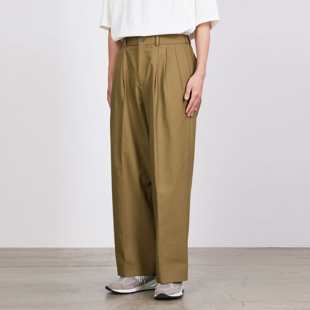 TRIPLE PLEATED WIDE TROUSERS ORGANIC COTTON SURVIVAL CLOTH (A24A