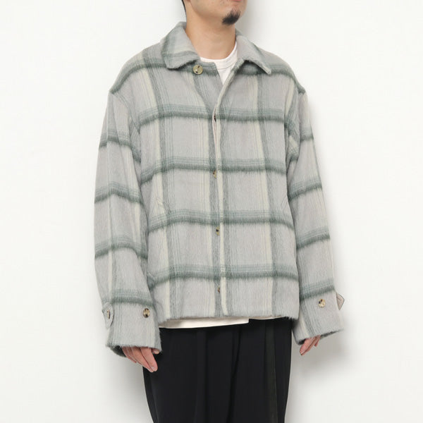 SURI ALPACA SHAGGY CHECK BLOUSON (A20AB01AS) | AURALEE