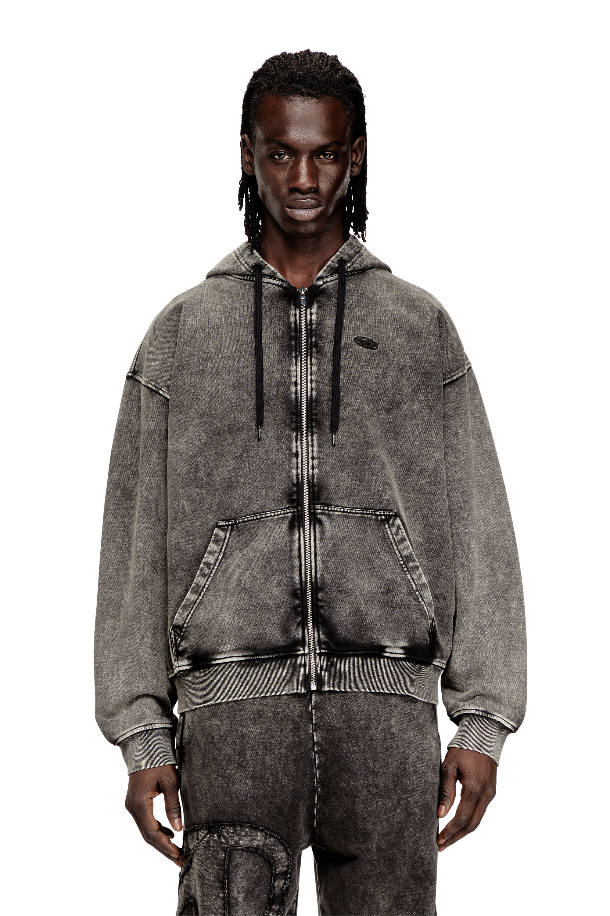 S-BOXT-HOOD-ZIP-DEN ジップアップパーカー｜グレー｜メンズ｜DIESEL