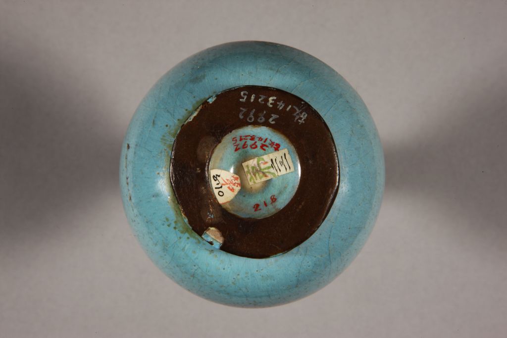 中国古美術/鈞窯天藍釉紫斑百合口玉壺/