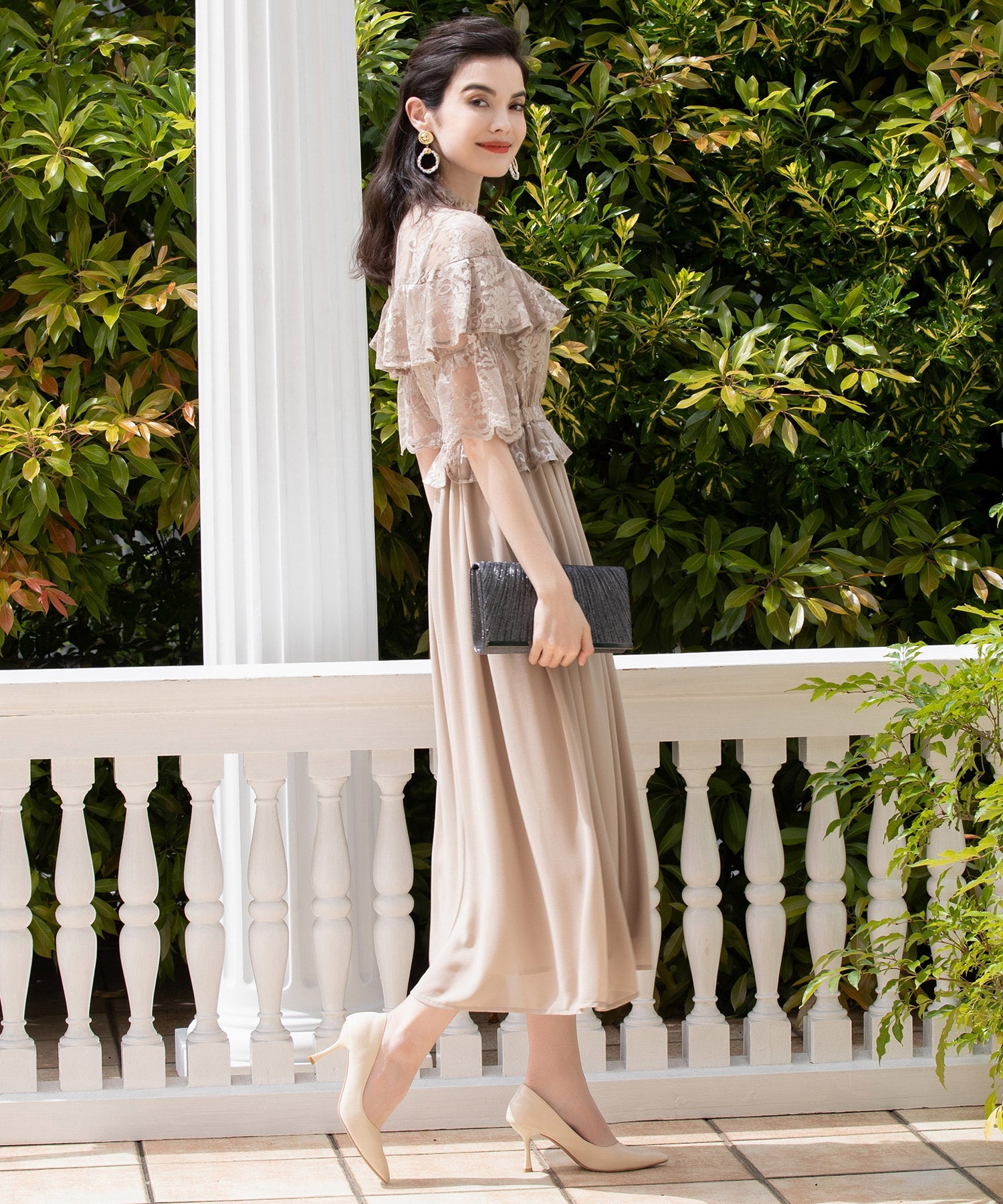 ワンピース 披露宴 結婚式 レース シフォン パーティードレス