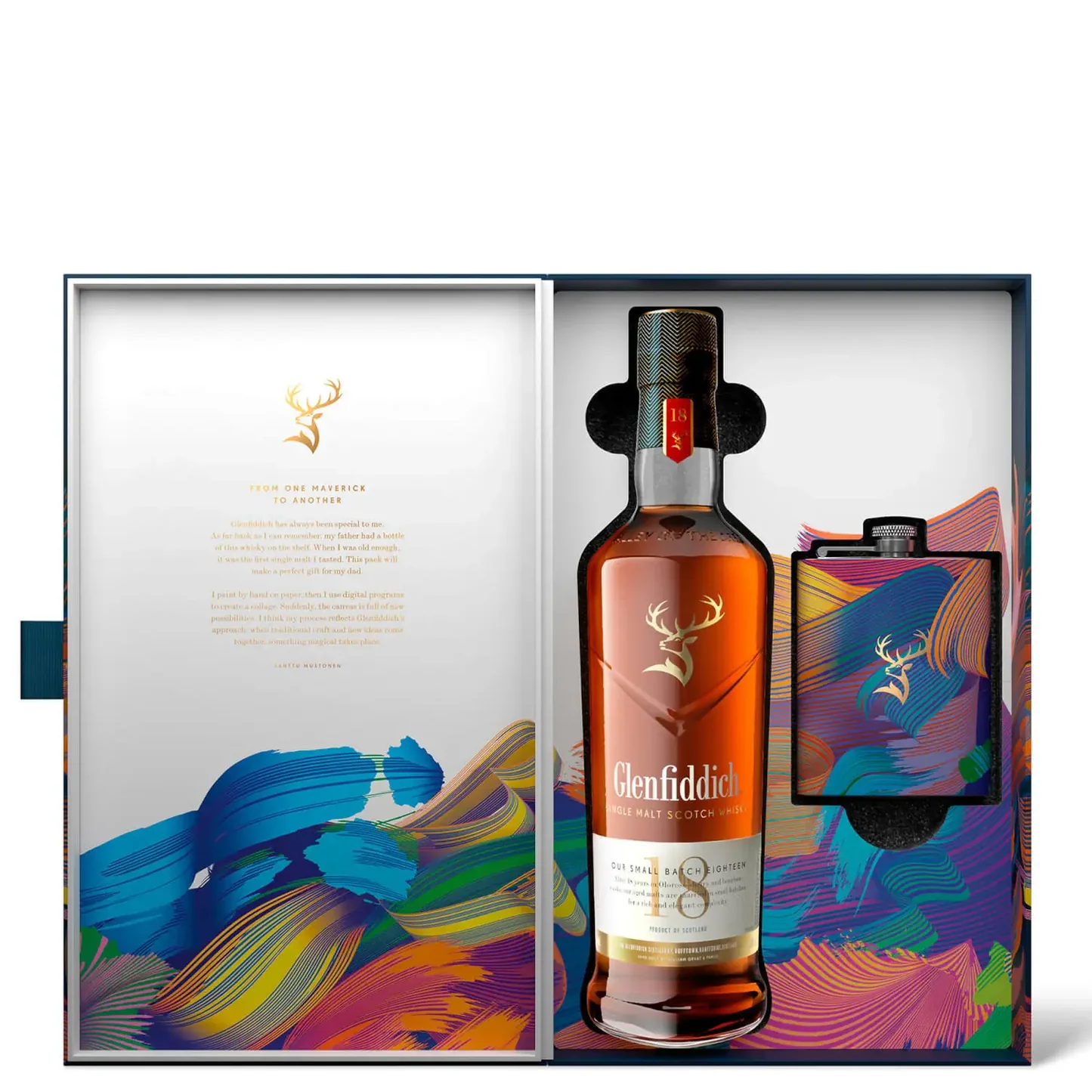 Glenfiddich 18 Years Old Giftpack + Flask, 70cl, 40% alc. - Drinkshop