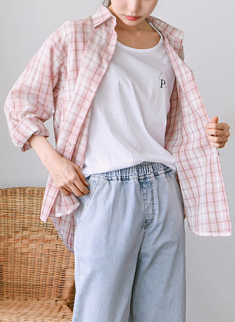 アトリエGG チェックシャツ ピンク