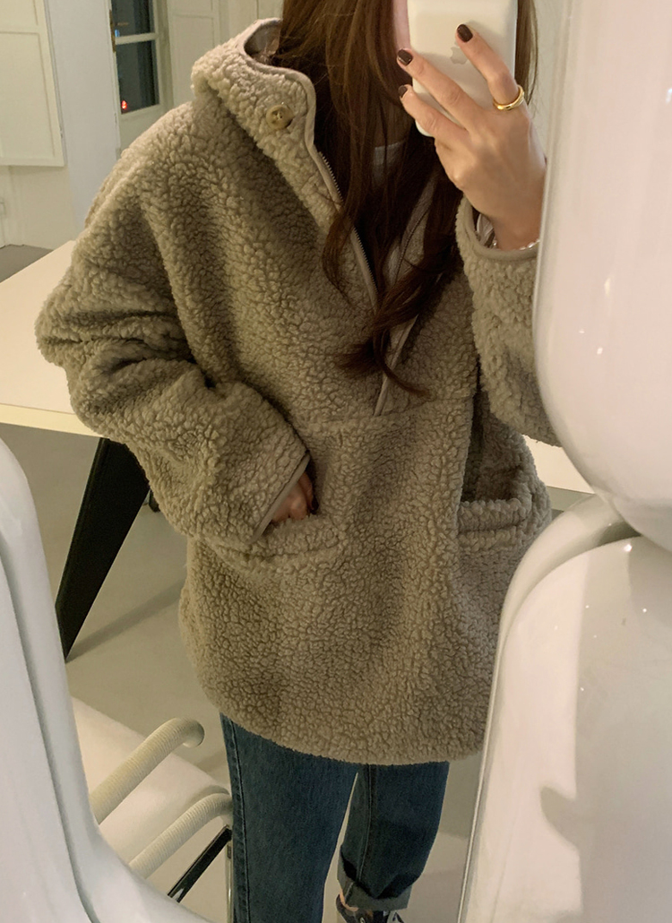 h63【希少XL】FR2×XLARGE 背面パイルロゴ ハーフジップボアパーカー