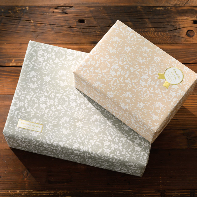 エレガントフラワー花柄包装紙/グレー-1(全紙)｜ギフト、ラッピング