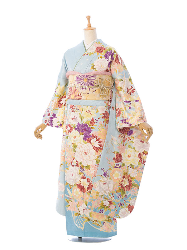 振袖|青系 |1S2543|対応身長:155-165cm|ｻｲｽﾞ:7号-13号｜全国宅配可の