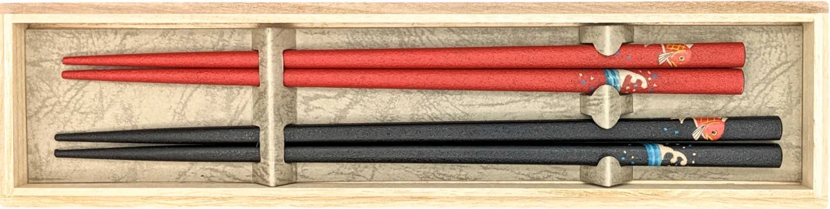 送料無料】輪島塗乾漆蒔絵箸 鯛 夫婦箸セット【桐箱入】 - お買い物