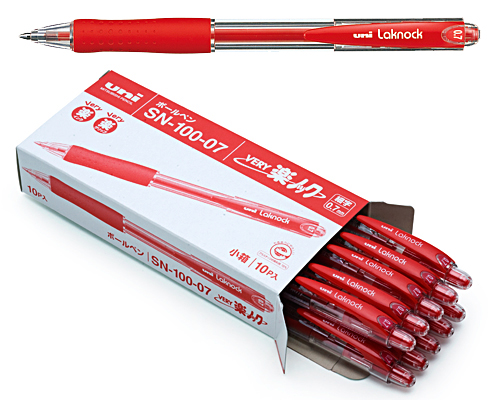 イーシザイ・マーケット / 油性ボールペン 楽ノック 赤 0.7mm10本