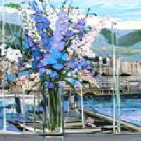 ミシェルアンリパンテオンと青い花リトグラフ