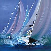 ビクトールスパン 真作ヨットレース油彩変形40号 ビクトールスパン 真