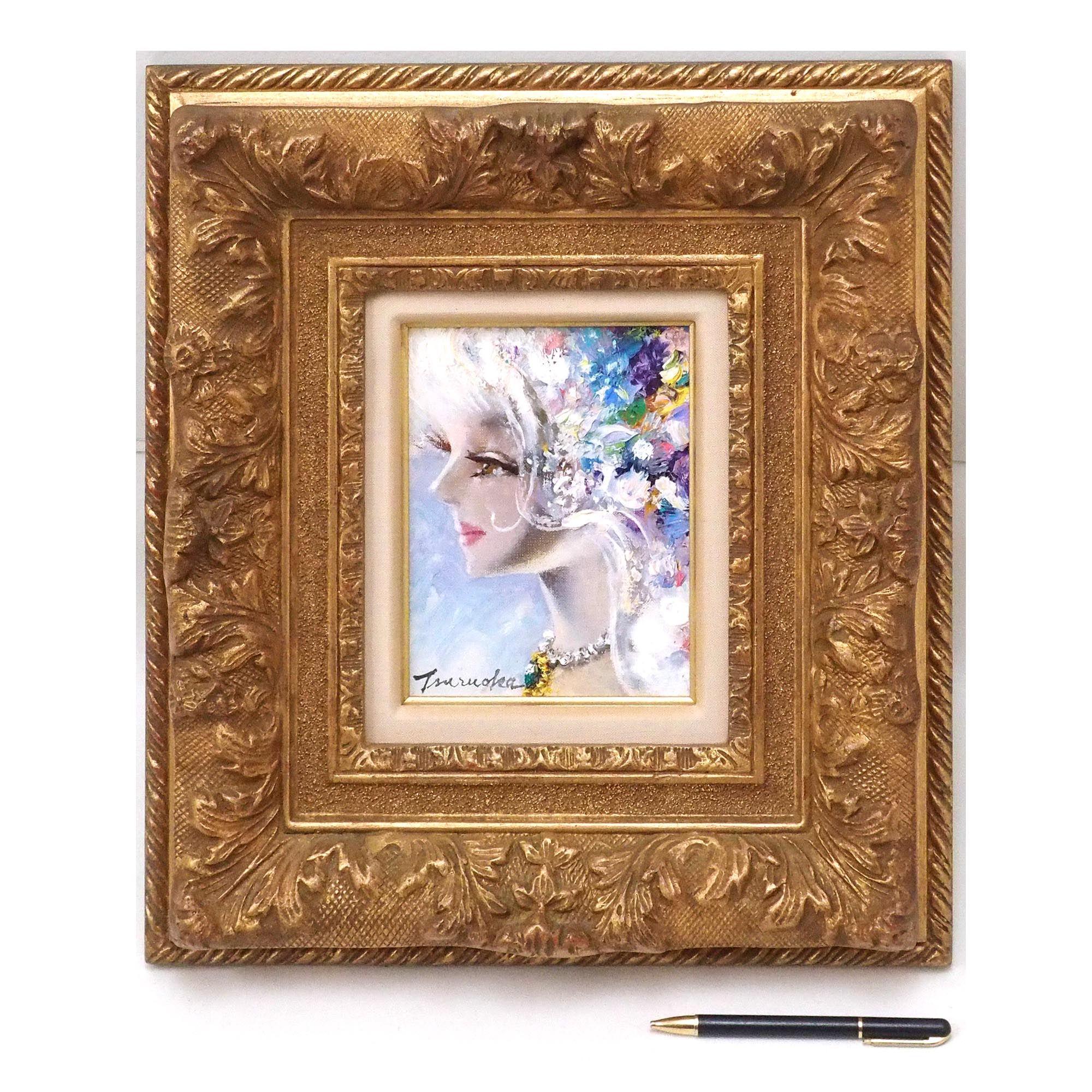 油彩画 油絵 鶴岡義雄 マドモアゼル