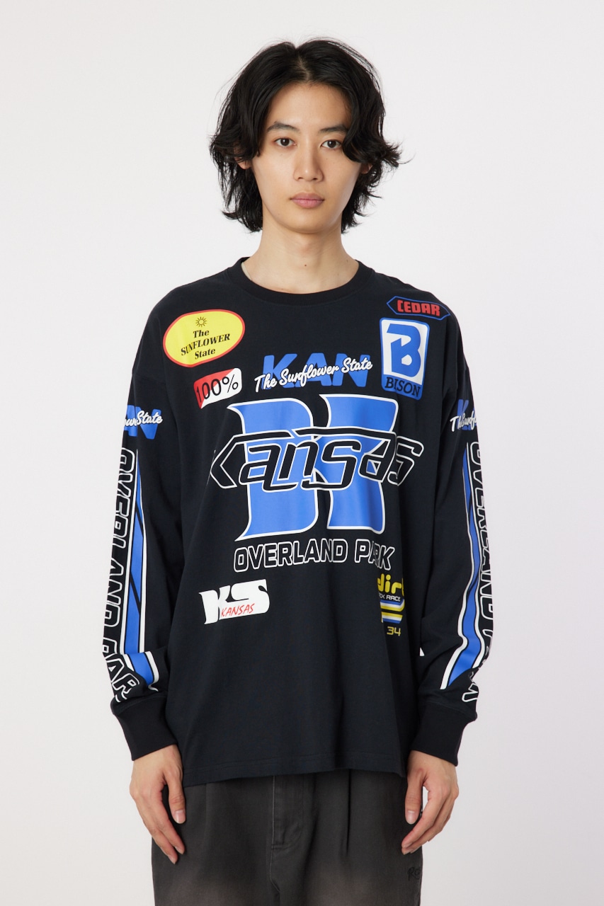 Chevon ヲ食倶ロンT 証明写真ver. ブラック Lサイズ 黒 RODEO CROWNS WIDE