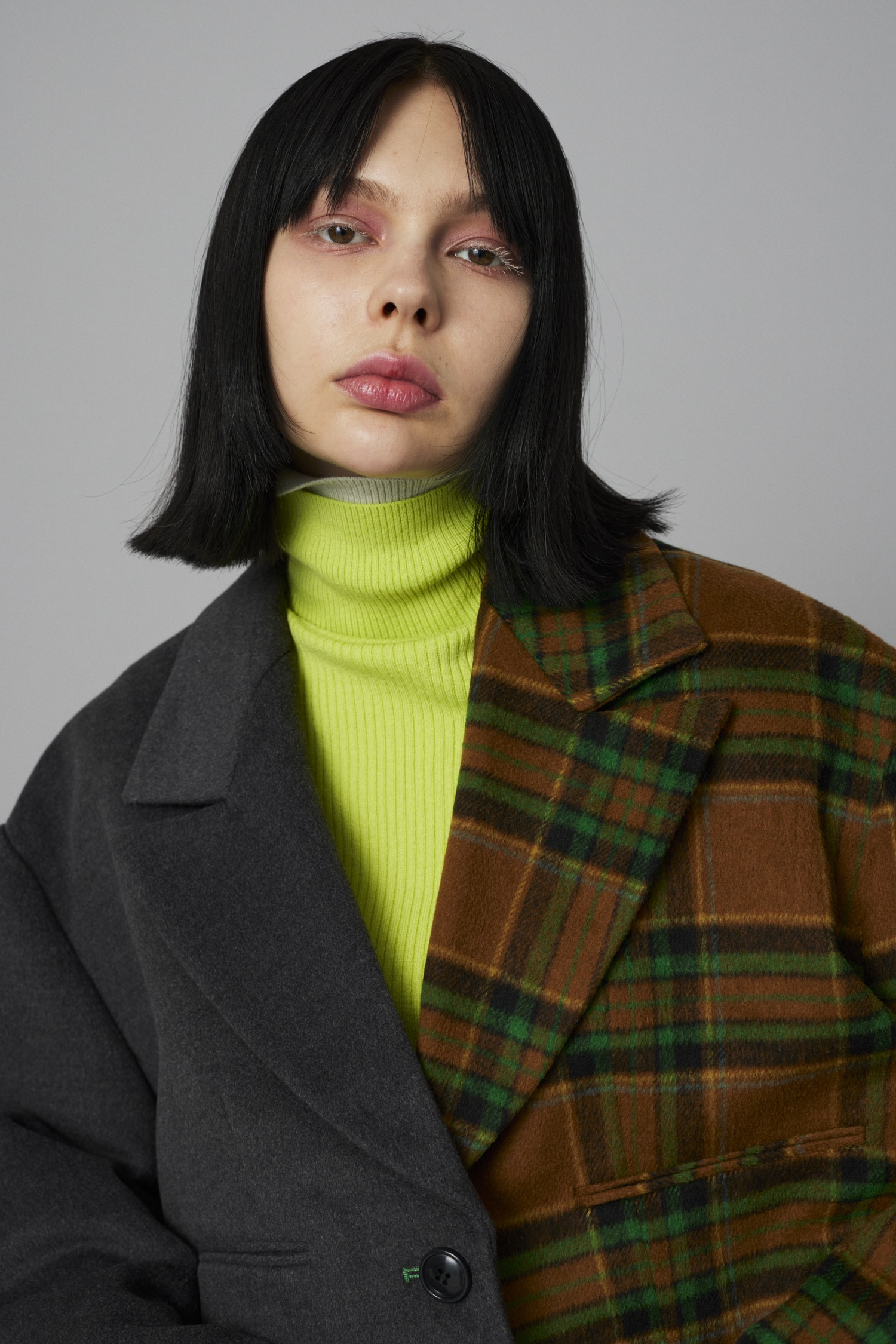 HeRIN.CYE | Bi color asymmetry jacket (ジャケット ) |SHEL'TTER