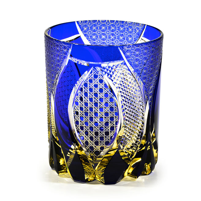 江戸ガラス 瑠璃 つる首徳利 金彩あり ギヤマン びいどろ 和ガラス