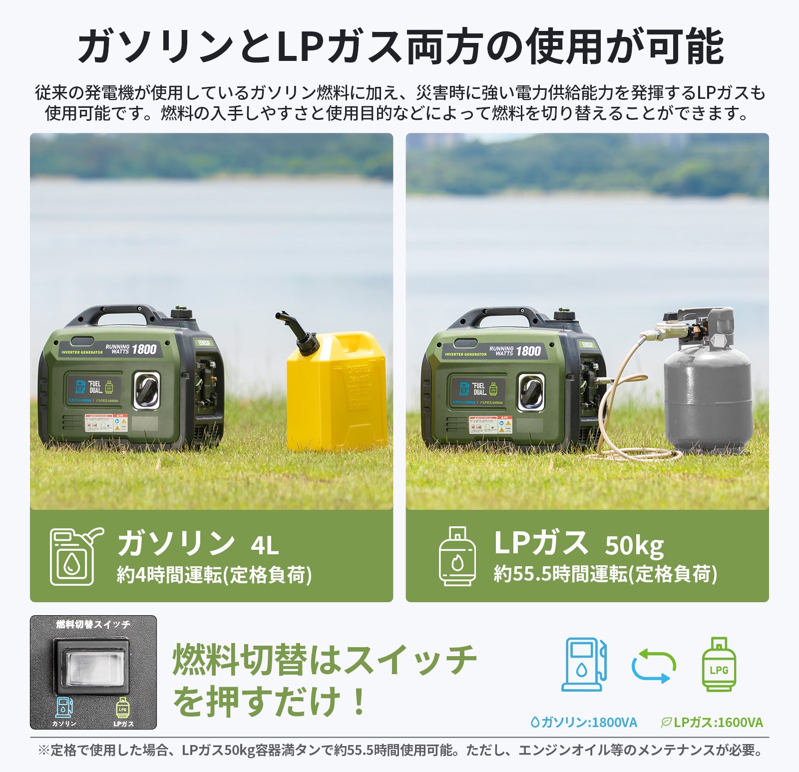 EENOURインバーター発電機DK1800iSDF 1.8KVA/1800W