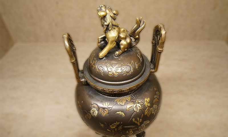 w148 美術工芸 飛雲閣銘 銅製 三足 獅子香炉 香炉 獅子摘 中国