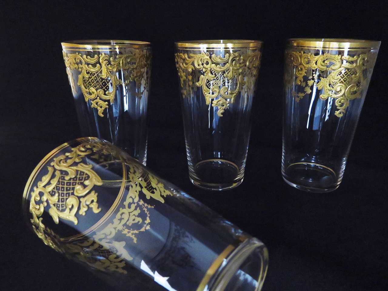 チェコスロバキア製エーゲルマン金彩ベンドローイングの大鉢 アンバー