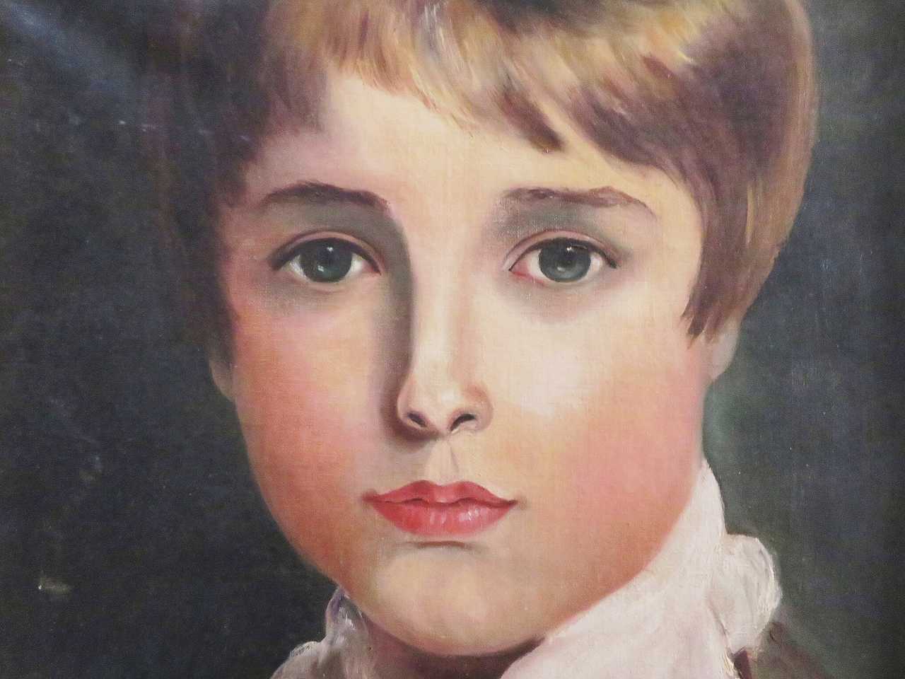 フランス肖像画油絵 『美少年』 - 薔薇と天使のアンティーク