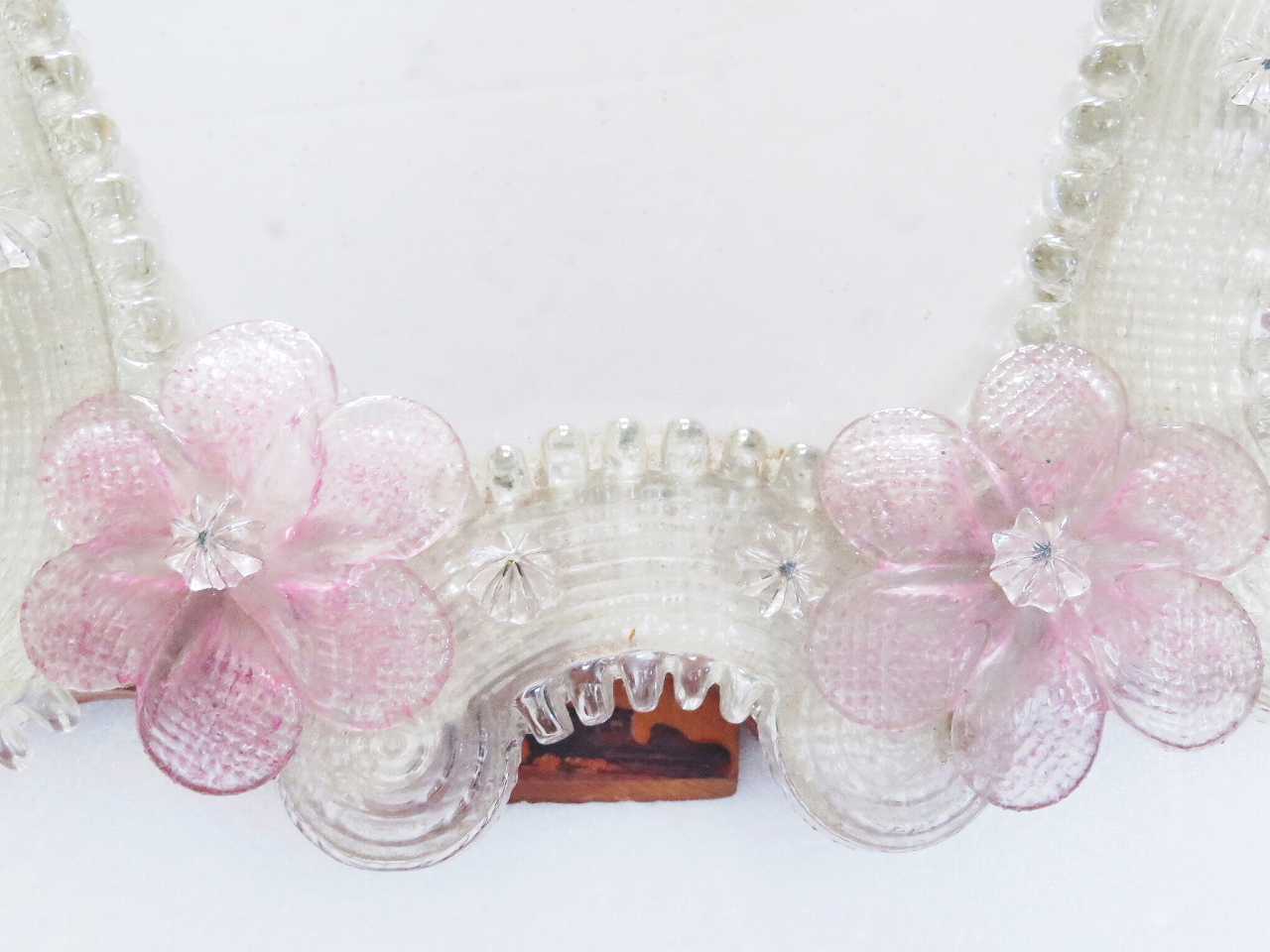 ヴィンテージ ムラーノガラス 花模様ミラー ヴィンテージ ムラーノ