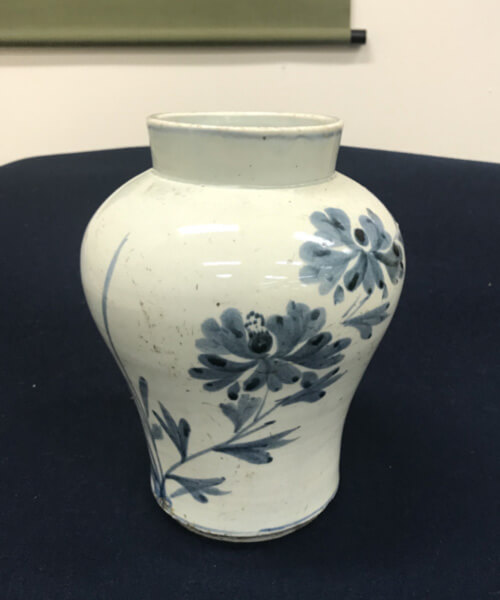 李朝 李朝 染付花文 小壷 V R1085 染付花文