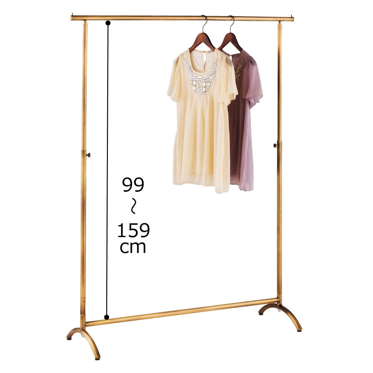 アンティークゴールドハンガーラック アールタイプ W120cmの通販