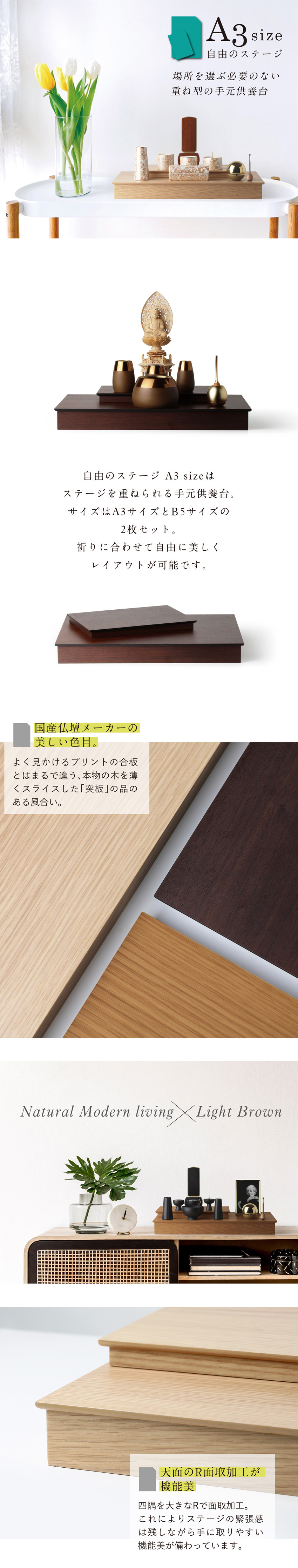 ミニ仏壇 本体のみ 自由のステージ A3サイズ 〔高さ6.6 幅42 奥行29.5