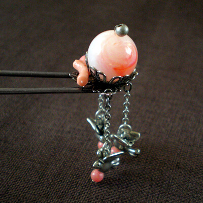 アンティーク桃珊瑚風かんざし | FourSeason雑貨テイストの